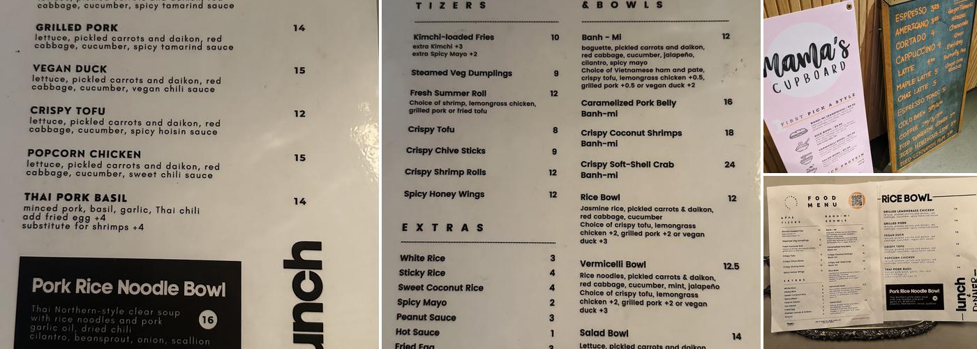 Mama's Cupboard Menu