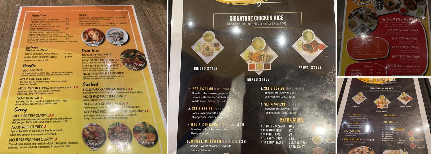 Cily Chicken Rice and Thai food Menu