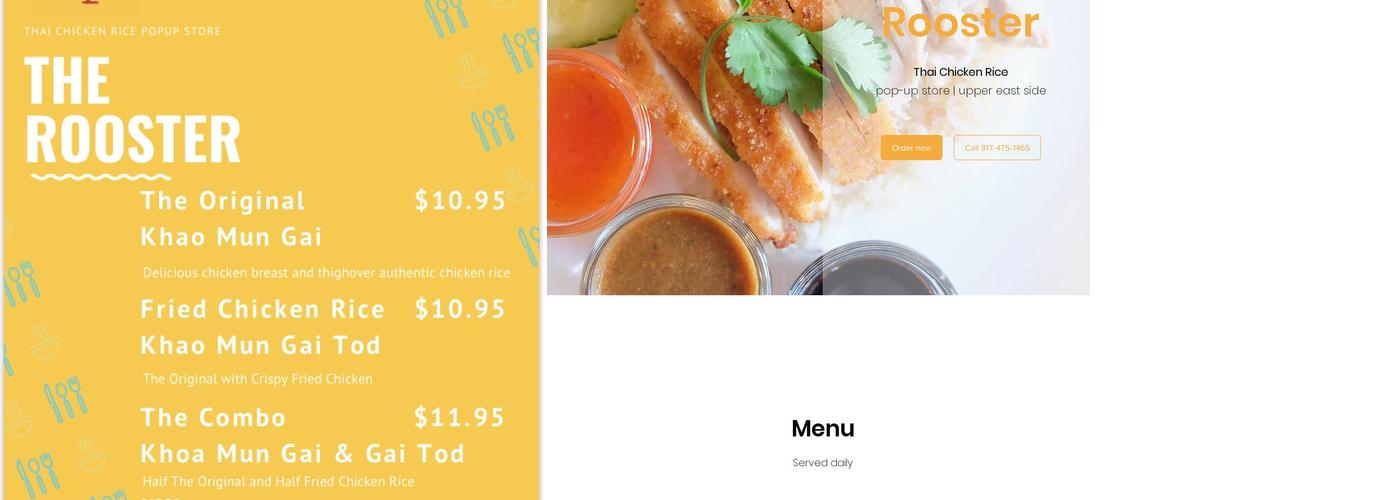 The Rooster - Thai Chicken Rice Menu