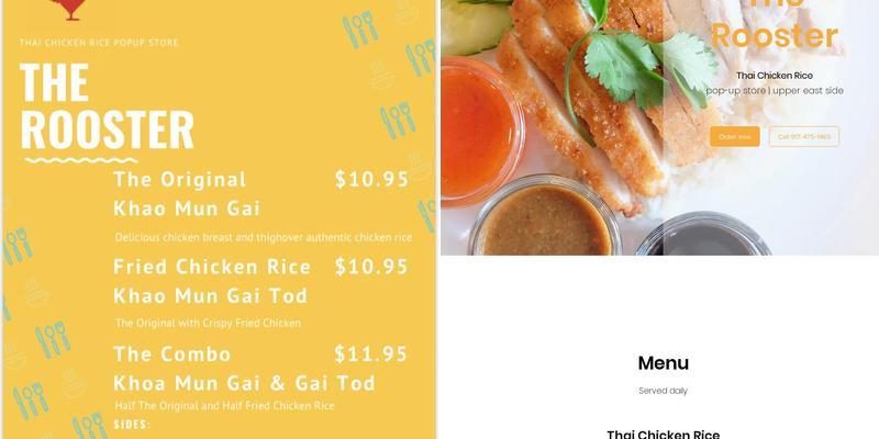 The Rooster - Thai Chicken Rice Menu