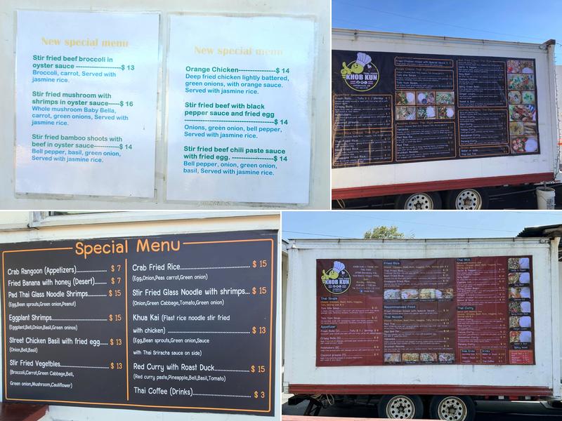 Khob Kun Thai Food Menu