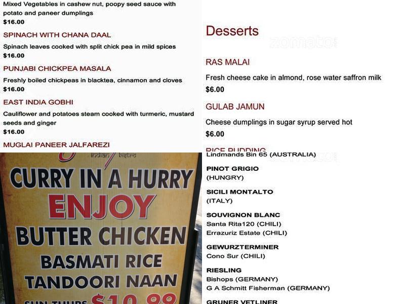 Jolly's Indian Bistro Menu