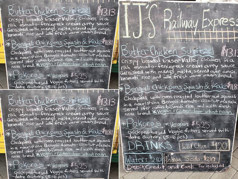 Vij's Railway Express Menu