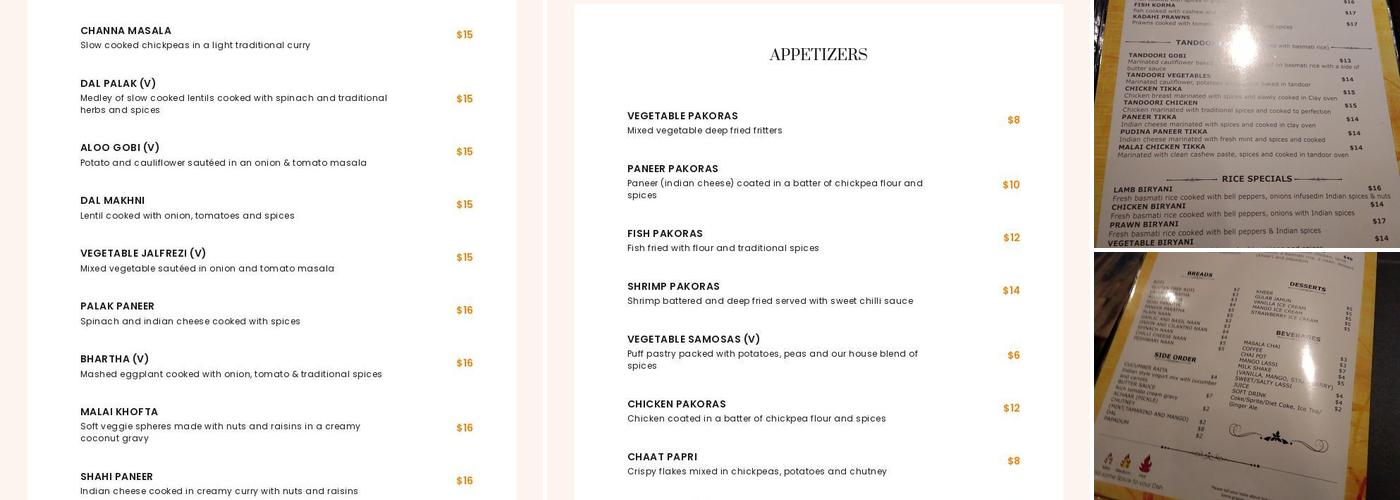 Nirvana Restaurant Menu