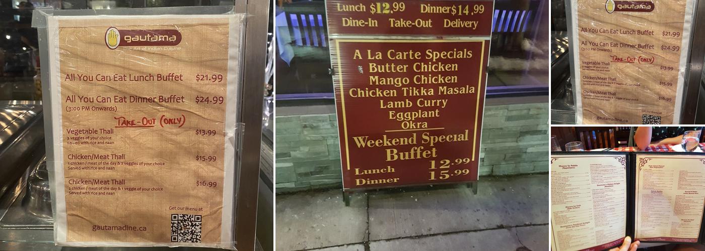 Gautama (Indian Buffet Restaurant) Menu