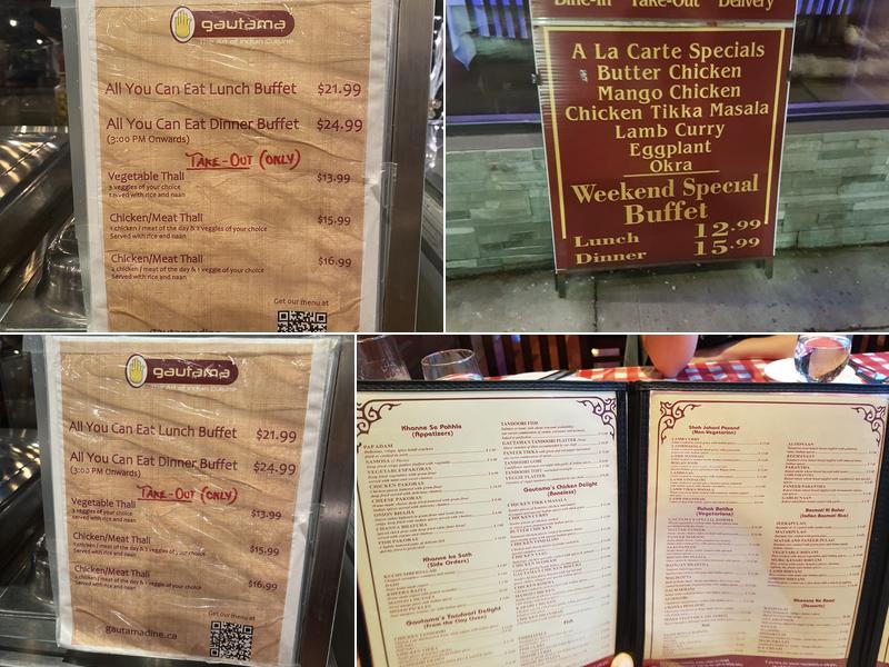 Gautama (Indian Buffet Restaurant) Menu