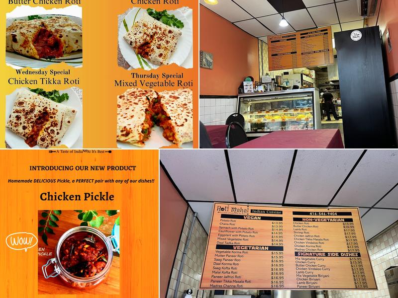 Roti Mahal Indian Cuisine - Rotis the Right Way Menu