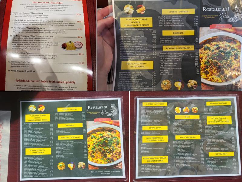 Restaurant Jolee Menu