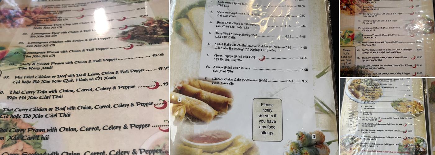 Pho Kim Menu
