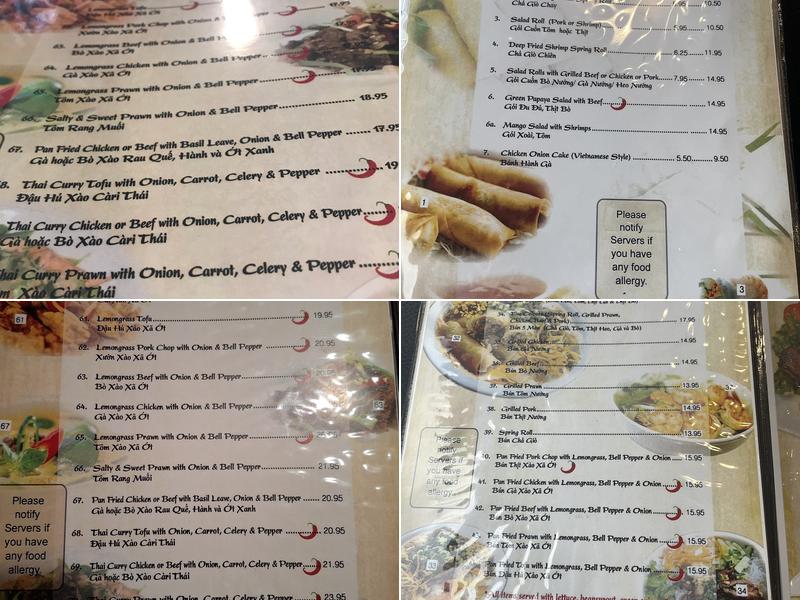 Pho Kim Menu