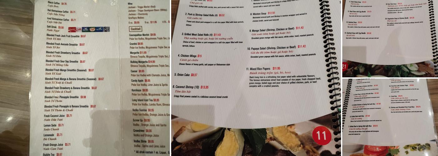 Mai Vietnamese Fusion Menu