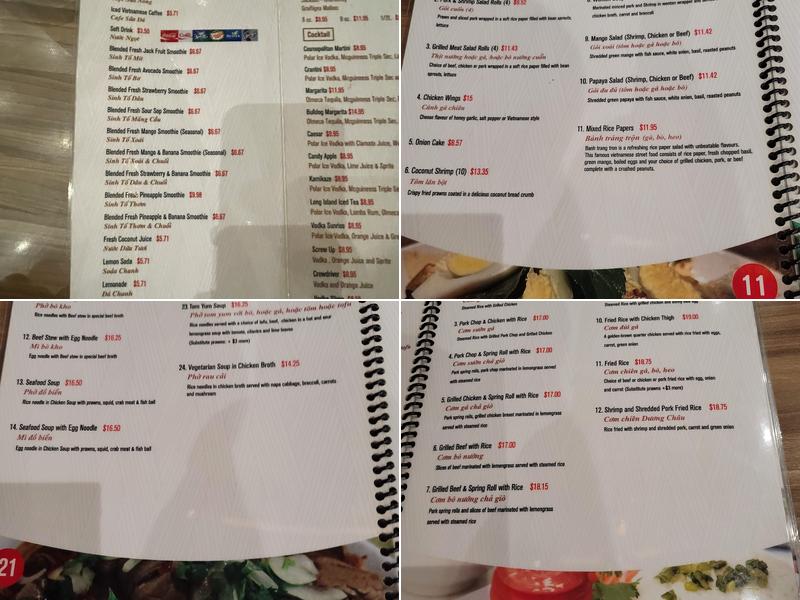 Mai Vietnamese Fusion Menu