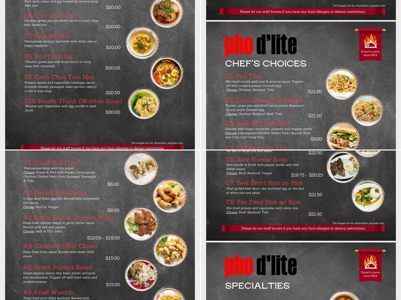 Pho d'lite Menu