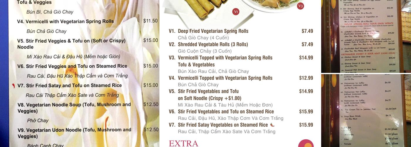 Toa Vietnamese Cuisine Menu