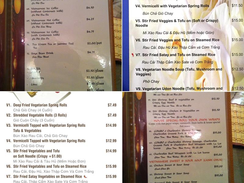 Toa Vietnamese Cuisine Menu