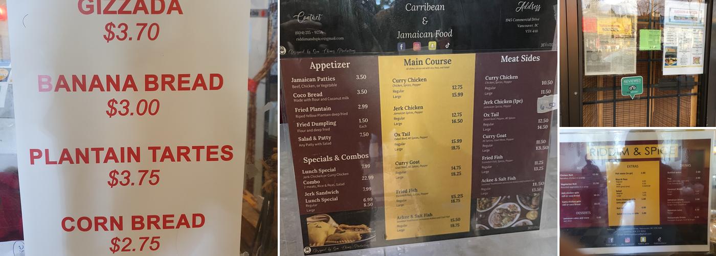 Riddim & Spice Menu