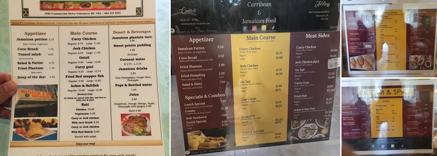 Riddim & Spice Menu