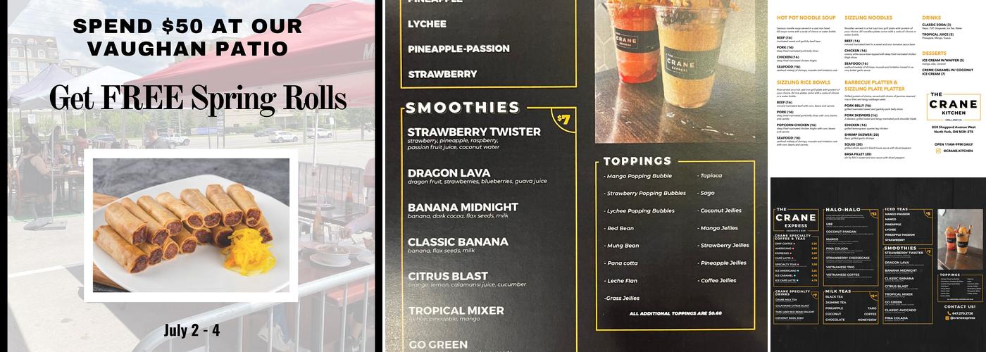 The Crane Express Menu