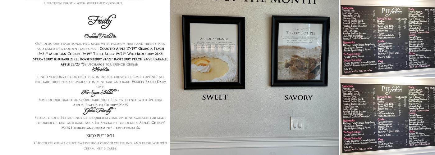Piefection Menu