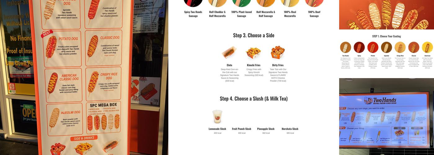 Two Hands Corn dogs Menu