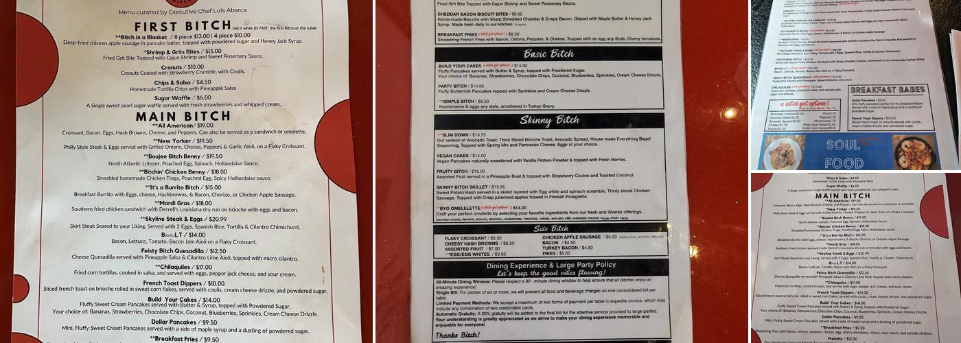 Breakfast Bitch Menu