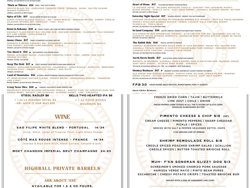 Highball Menu