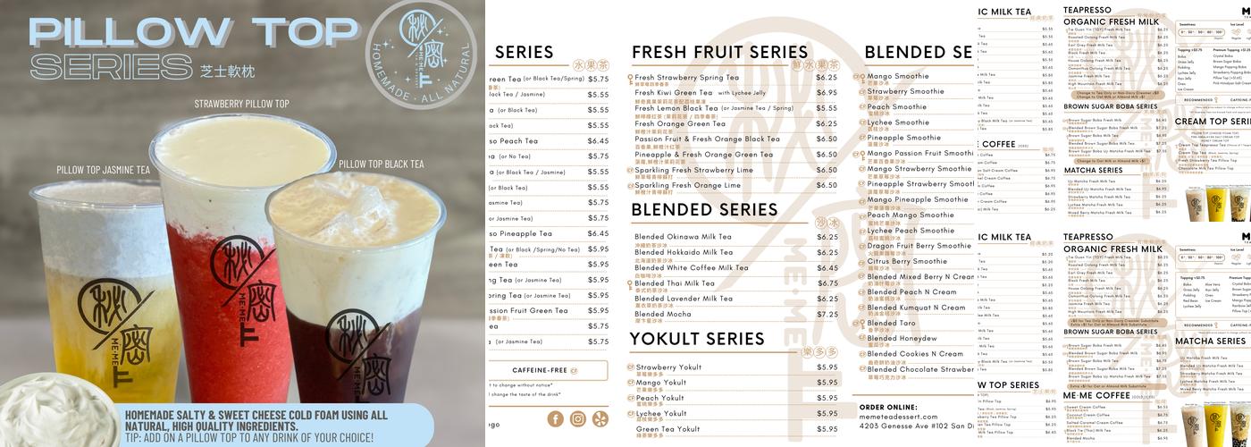 Me·Me Tea & Dessert Menu