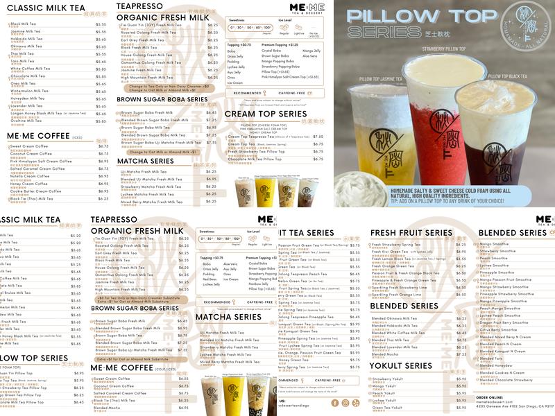 Me·Me Tea & Dessert Menu