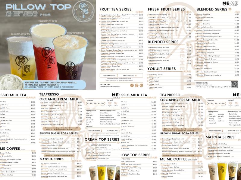 Me·Me Tea & Dessert Menu