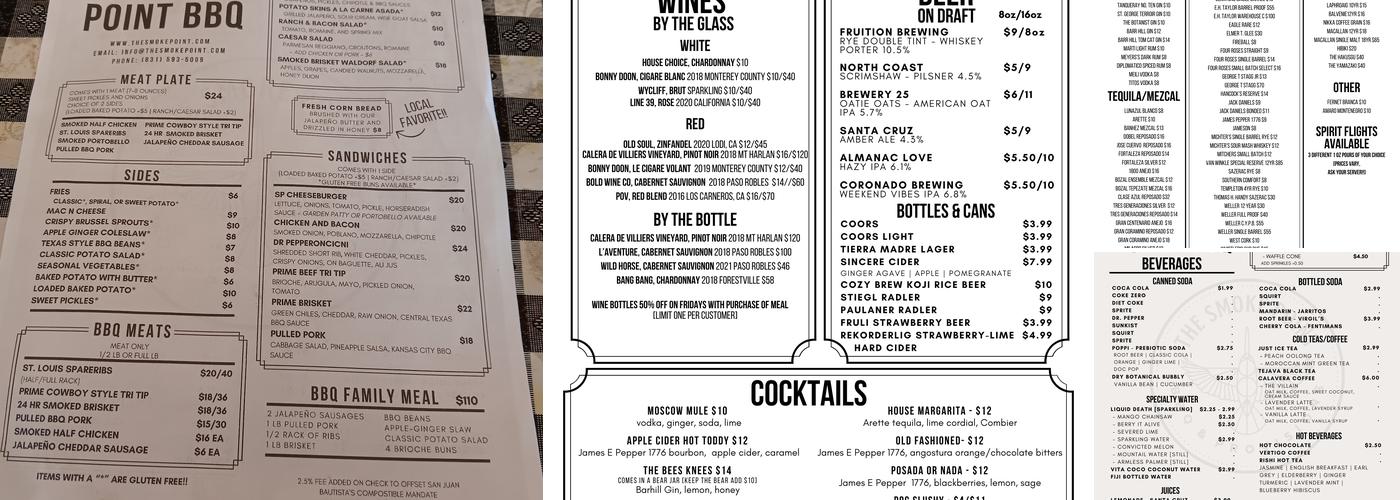 The Smoke Point BBQ & Provisions Menu