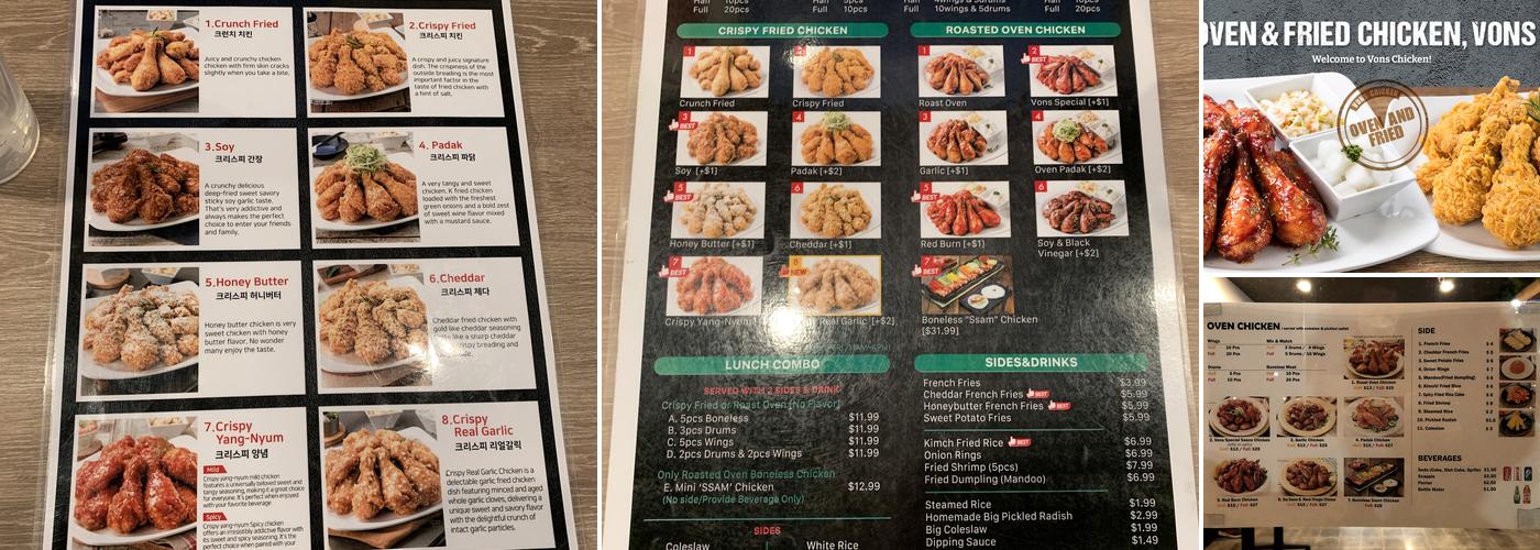 Vons Chicken - Torrance Menu