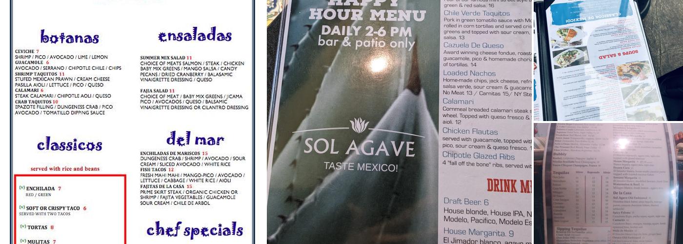 Sol Agave Menu