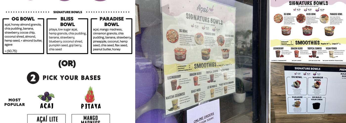 Acai Joint Menu
