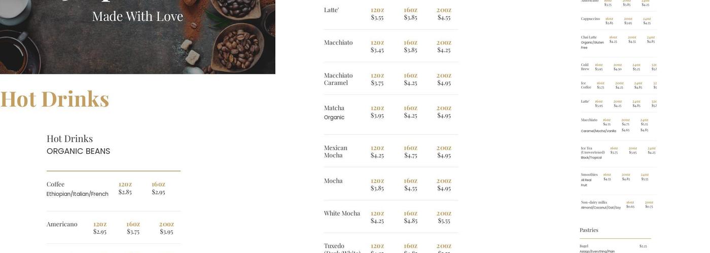 5 Sips Coffee & Tea Menu