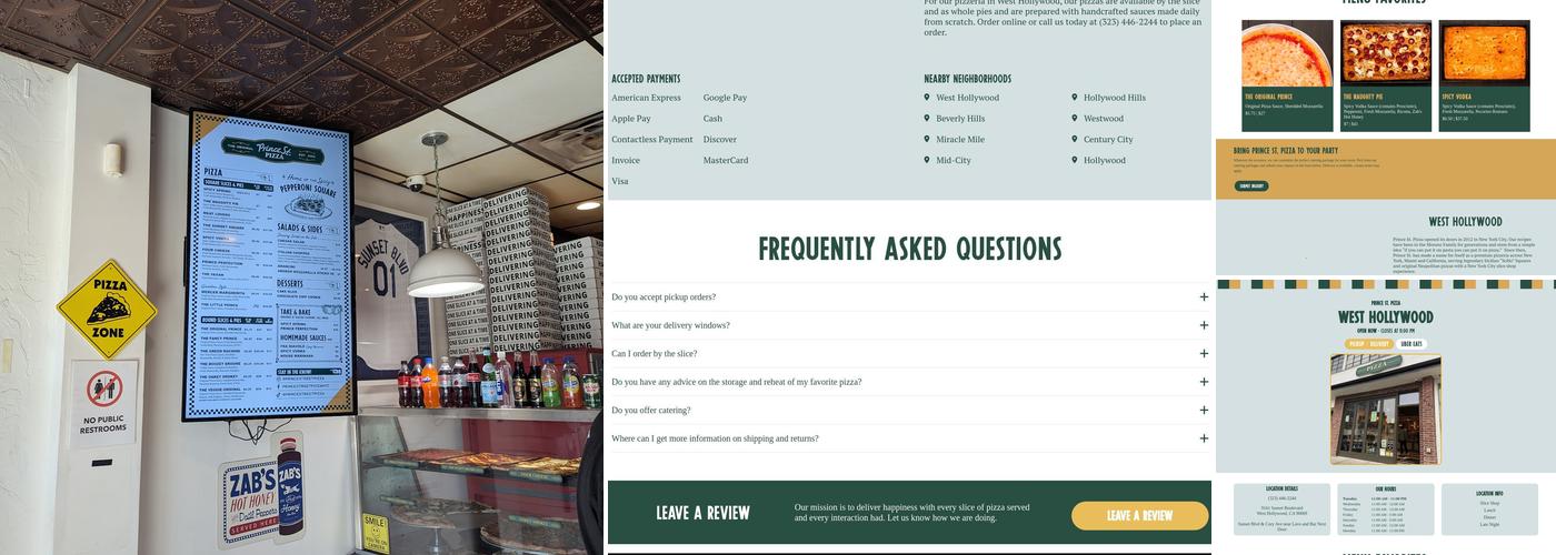 Prince Street Pizza Menu