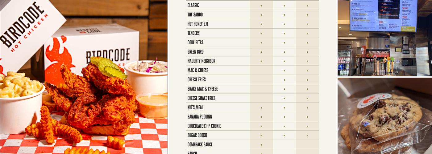 BIRDCODE Hot Chicken Menu