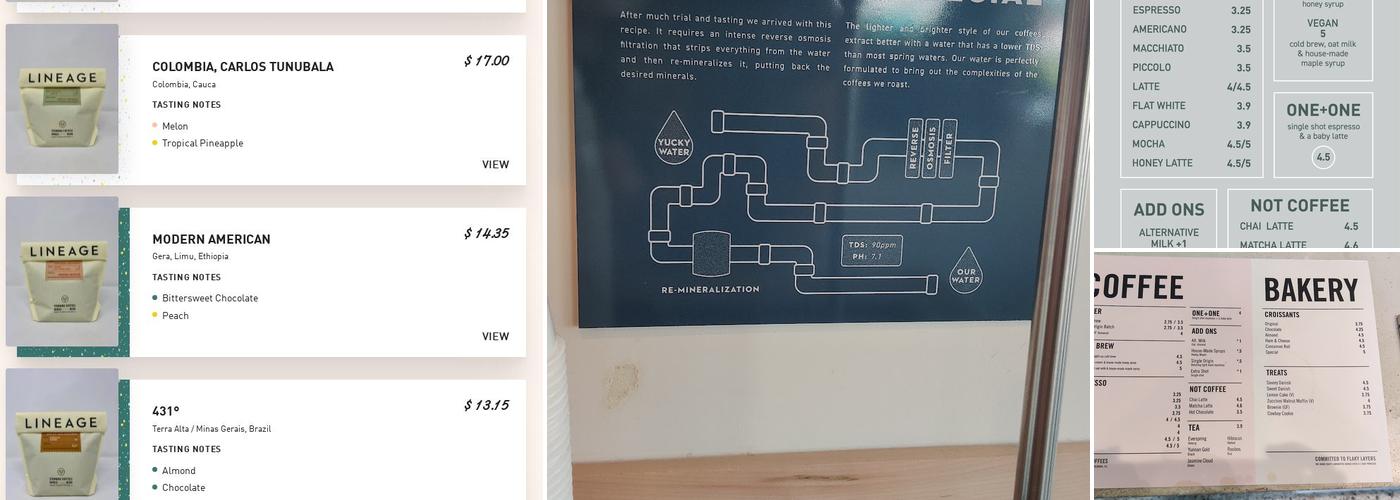 Lineage Coffee Roasting Menu