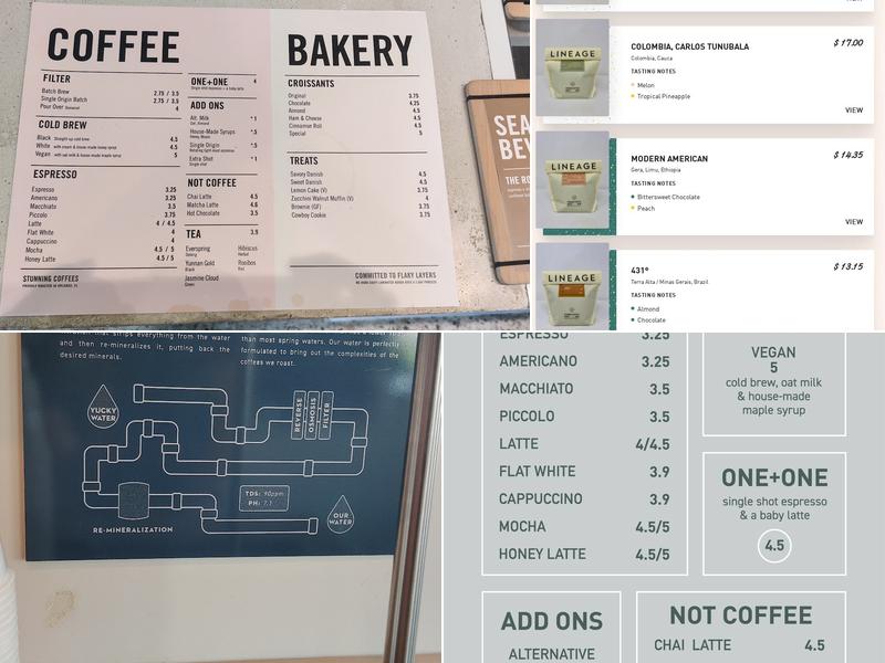 Lineage Coffee Roasting Menu