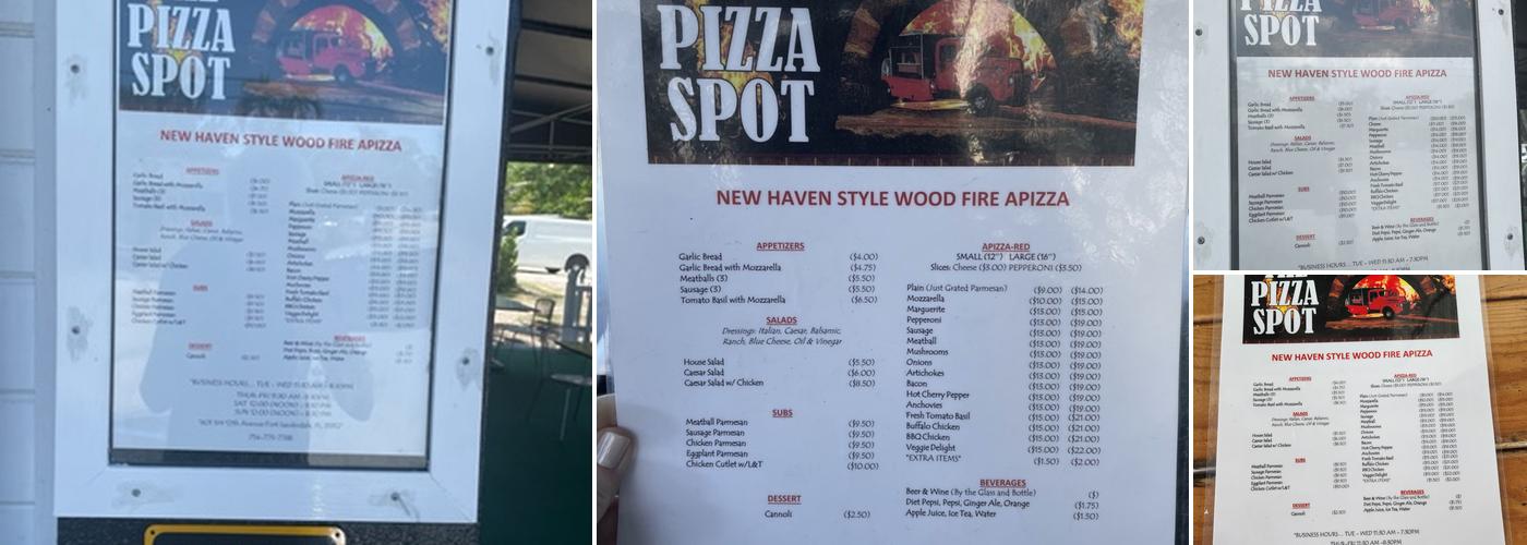 The pizza spot Menu