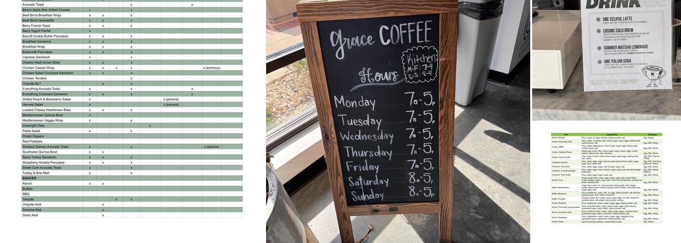 Grace Coffee Co Menu