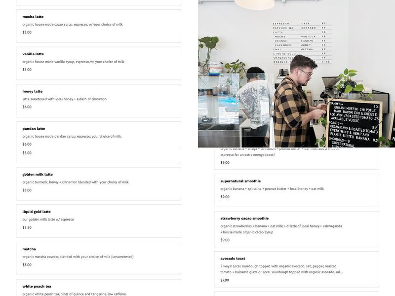 Haven Cafe Menu
