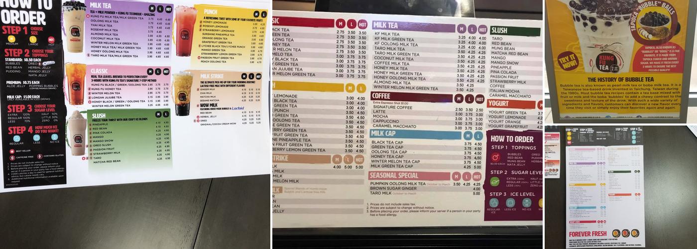 Kung Fu Tea Menu