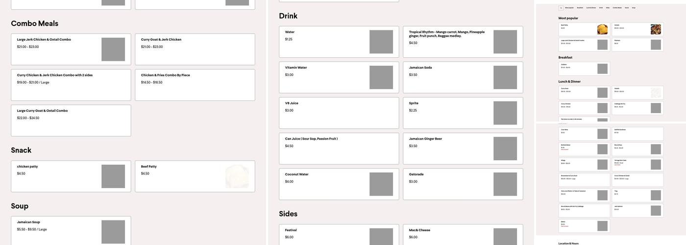 One Love Jamaican Restaurant Menu