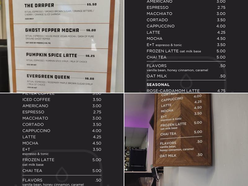 Sabbath Coffee Roasters Menu