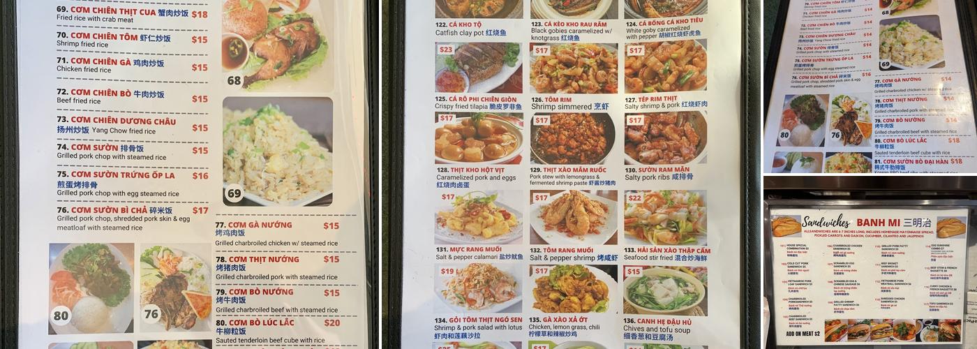 Pho Thanh Menu