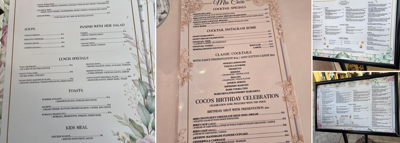 MRS COCO Menu