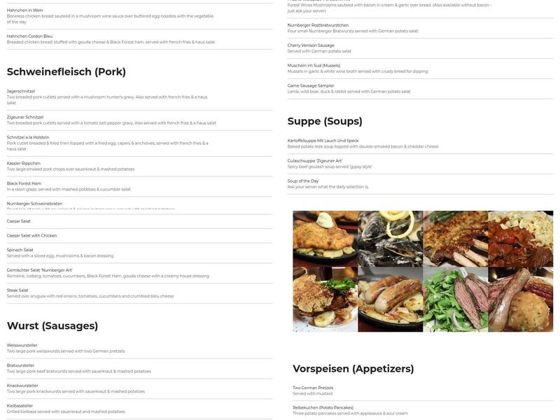 Nurnberger Bierhaus Menu