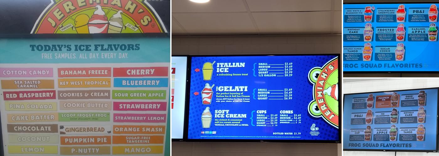 Jeremiah's Italian Ice Menu