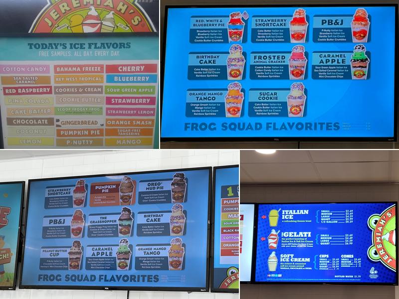 Jeremiah's Italian Ice Menu