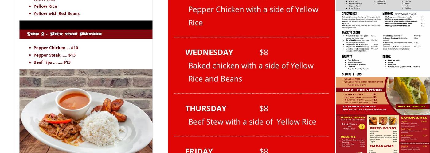 Taino Restaurant Menu